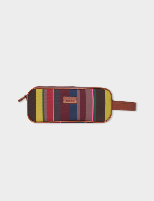Classic unisex burgundy polyester beauty with multicoloured stripes - Small Leather goods | Gallo 1927 - Official Online Shop