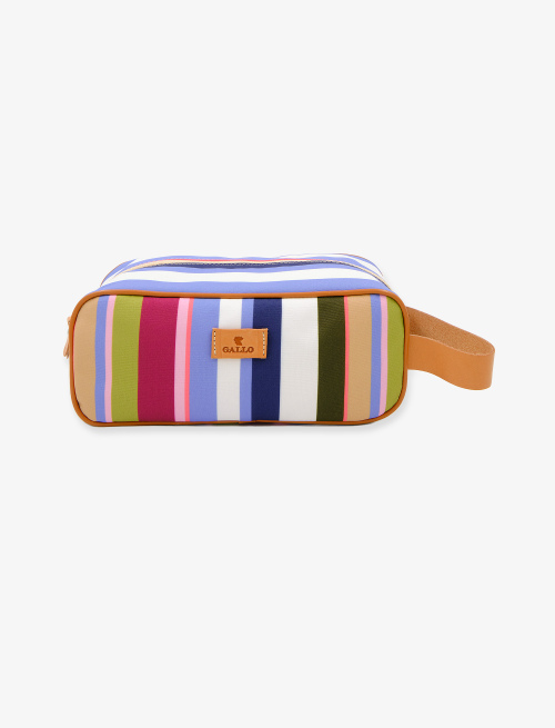 Classic unisex white polyester beauty with multicoloured stripes | Gallo 1927 - Official Online Shop