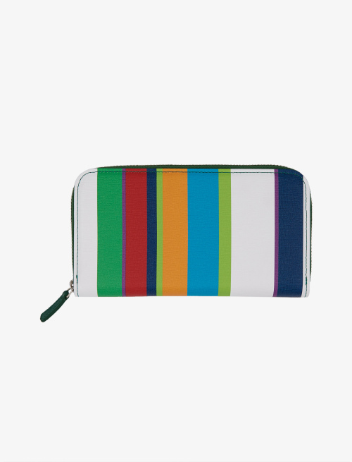 Women's white leather wallet with zip and multicoloured stripes - Small Leather goods | Gallo 1927 - Official Online Shop