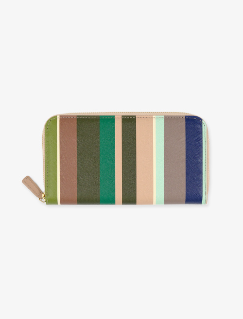 Portafoglio con zip donna pelle militare righe multicolor - Accessori | Gallo 1927 - Official Online Shop