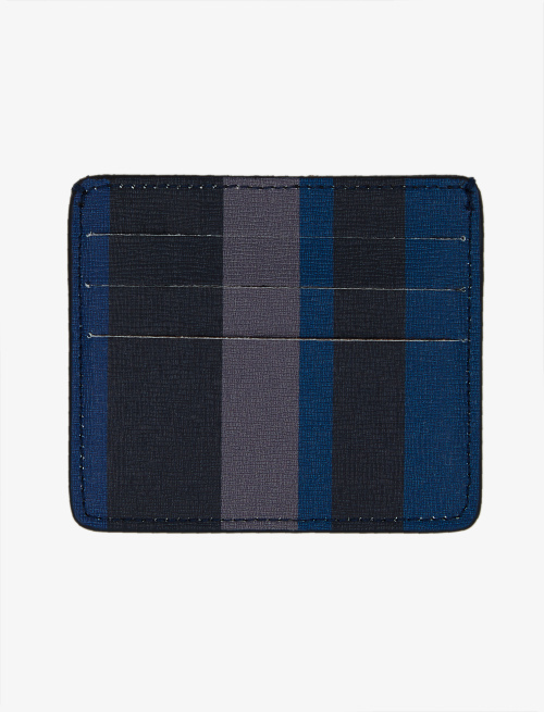 Porta carta di credito unisex pelle blu oltremare e sabbia righe multicolor - Pelletteria | Gallo 1927 - Official Online Shop