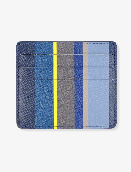 Porta carta di credito pelle blu righe multicolor - Pelletteria | Gallo 1927 - Official Online Shop
