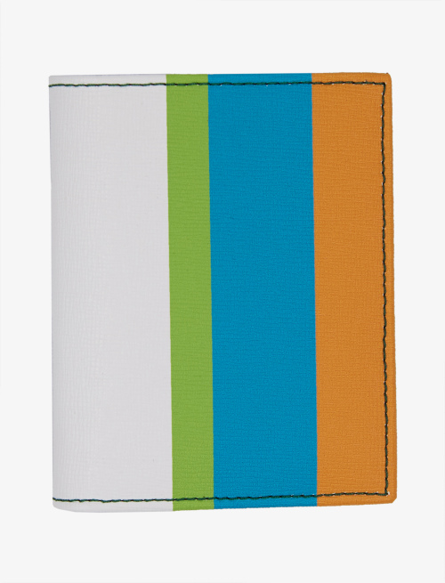 White leather card holder with multicoloured stripes - Small Leather goods | Gallo 1927 - Official Online Shop