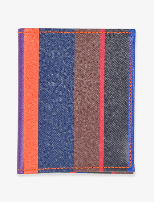 Porta carta di credito pelle blu royal righe multicolor - Pelletteria | Gallo 1927 - Official Online Shop