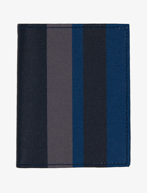 Ocean blue leather card holder with multicoloured stripes - Small Leather goods | Gallo 1927 - Official Online Shop