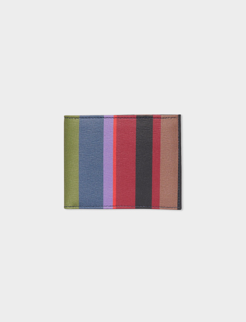 Men's blue leather wallet with multicoloured stripes - Small leather goods | Gallo 1927 - Official Online Shop