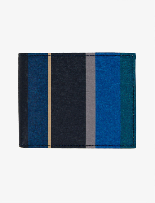 Men's ocean blue leather wallet with multicoloured stripes - Small Leather goods | Gallo 1927 - Official Online Shop