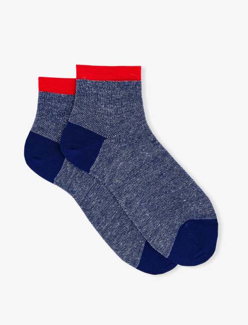 Women's super short plain royal blue cotton/linen socks - Woman | Gallo 1927 - Official Online Shop