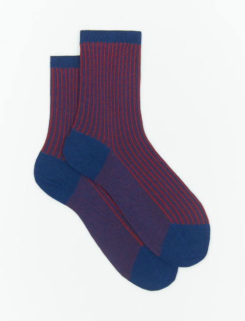 Women's short royal blue twin-rib cotton socks - Woman | Gallo 1927 - Official Online Shop