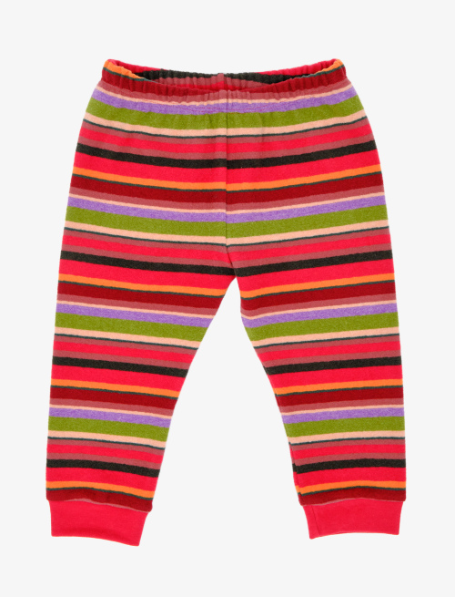 Kids' carmine red fleece trousers with multicoloured stripes - Girl's Clothing | Gallo 1927 - Official Online Shop