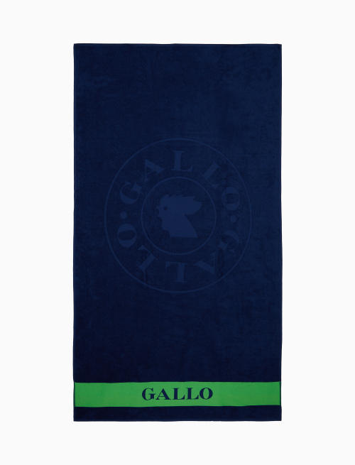 Telo mare unisex cotone blu royal tinta unita con logo gallo - Mare | Gallo 1927 - Official Online Shop