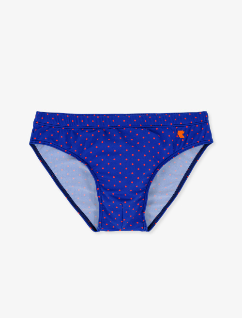 Men's navy blue polyamide swimming briefs with polka dots - Beachwear | Gallo 1927 - Official Online Shop