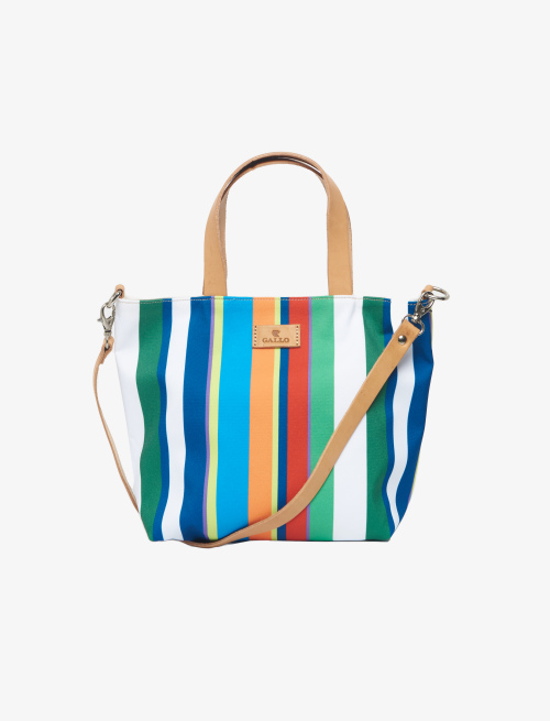 Women's little white and orchid polyeste shopping bag with multicoloured stripes - Woman | Gallo 1927 - Official Online Shop