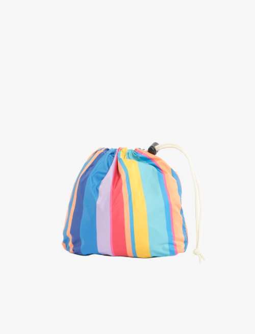 Unisex Aegean blue super-light polyester bag with pocket and multicoloured stripes - Small Leather goods | Gallo 1927 - Official Online Shop
