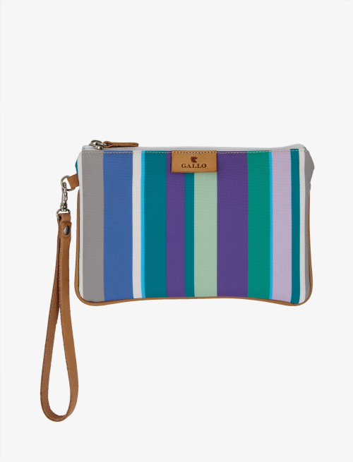 Contemporary unisex pouch in orchid polyester with multicoloured stripes - Small Leather goods | Gallo 1927 - Official Online Shop
