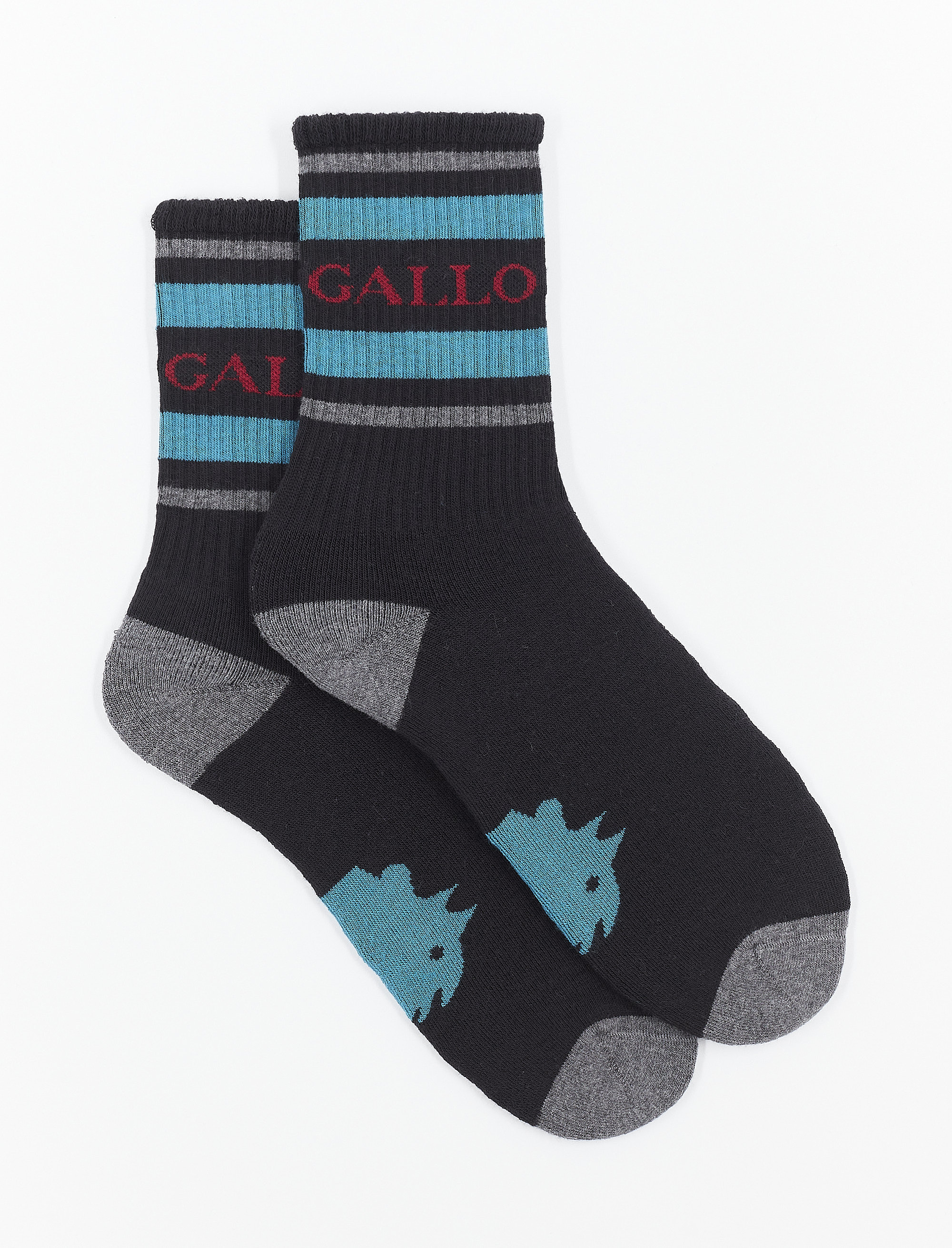 Women's short black cotton terry cloth socks with Gallo writing | Gallo 1927 - Official Online Shop