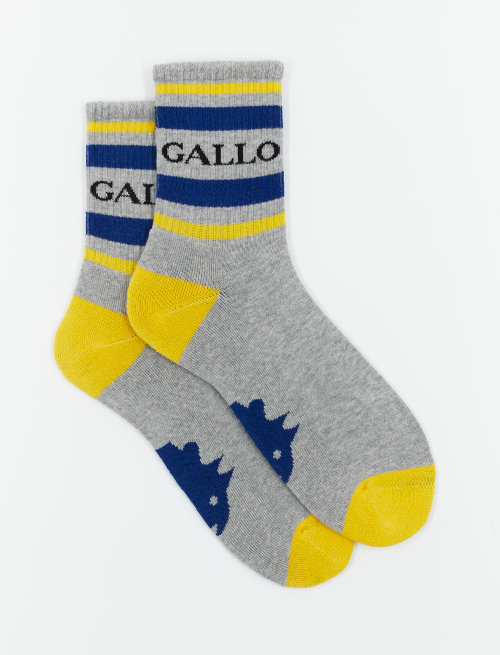 Women's short ash-coloured cotton terry cloth socks with Gallo writing - Athleisure | Gallo 1927 - Official Online Shop