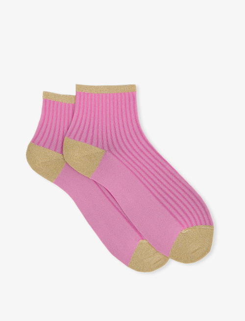 Women's super short fuchsia polyamide and lurex socks with twin rib - Super short | Gallo 1927 - Official Online Shop
