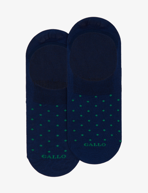 Men's royal blue and clover ultra-light cotton invisible socks with polka dot pattern - Socks | Gallo 1927 - Official Online Shop