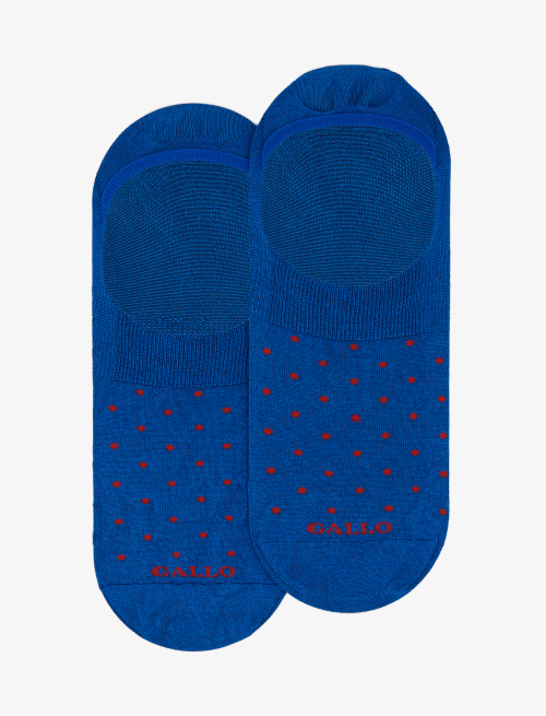 Men's periwinkle blue ultra-light cotton invisible socks with polka dot pattern - Socks | Gallo 1927 - Official Online Shop