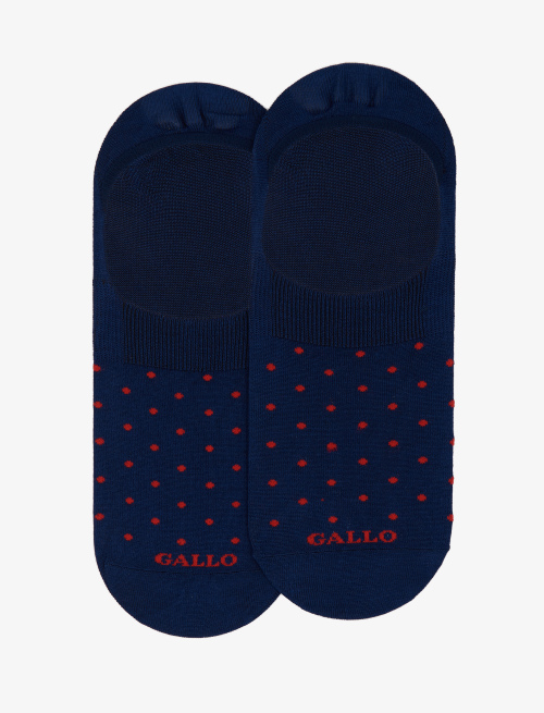 Men's royal blue and red ultra-light cotton invisible socks with polka dot pattern - Socks | Gallo 1927 - Official Online Shop