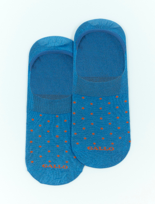Men's Aegean blue ultra-light cotton invisible socks with polka dots - Socks | Gallo 1927 - Official Online Shop