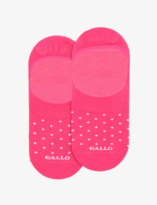 Women's fuchsia ultra-light cotton invisible socks with polka dots - Socks | Gallo 1927 - Official Online Shop