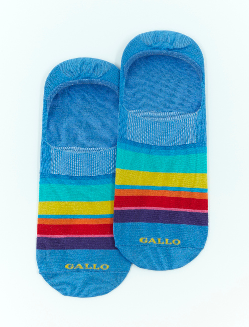 Men's Aegean blue ultra-light cotton invisible socks with multicoloured stripes - Peds | Gallo 1927 - Official Online Shop