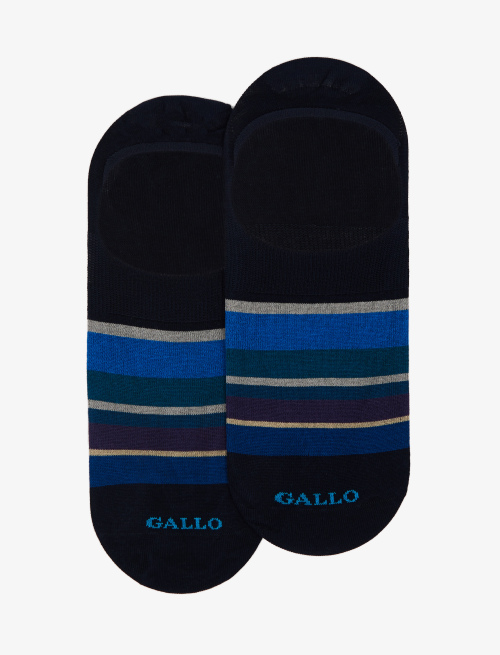 Men's ocean blue and sand ultra-light cotton invisible socks with multicoloured stripes - Socks | Gallo 1927 - Official Online Shop