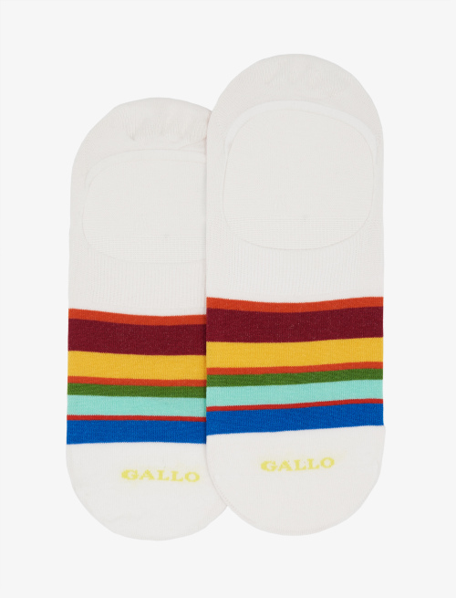 Men's white ultra-light cotton invisible socks with multicoloured stripes - Past Season | Gallo 1927 - Official Online Shop