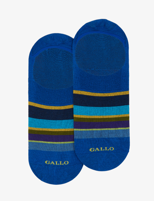 Men's periwinkle blue ultra-light cotton invisible socks with multicoloured stripes - Socks | Gallo 1927 - Official Online Shop