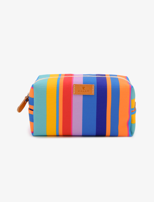 Unisex bowler pouch bag in aegean blue polyester with multicoloured stripes - Small Leather goods | Gallo 1927 - Official Online Shop