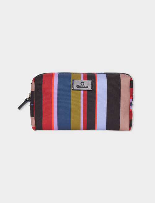 Unisex bowler pouch bag in blue polyester with multicoloured stripes - Small leather goods | Gallo 1927 - Official Online Shop