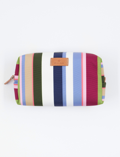 Unisex bowler pouch bag in white polyester with multicoloured stripes - Beachwear | Gallo 1927 - Official Online Shop