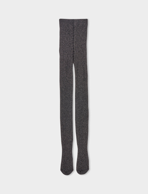 Women's plain black cotton and lurex tights with openwork - Tights | Gallo 1927 - Official Online Shop