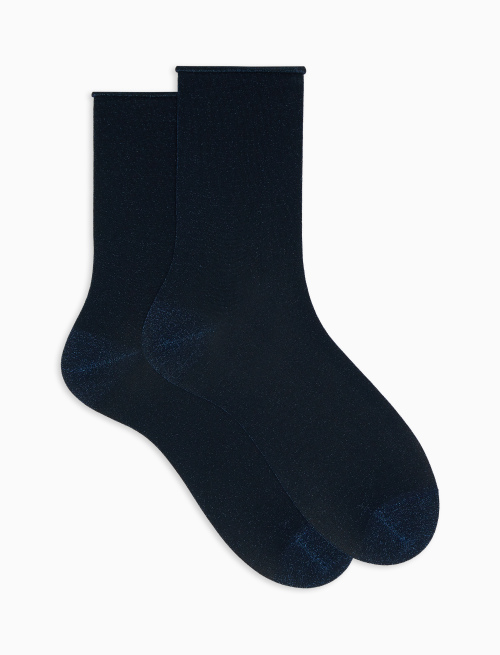 Women's short plain ocean blue lurex socks - The Essentials | Gallo 1927 - Official Online Shop