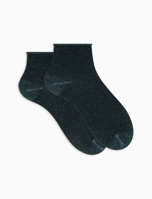 Women's super short plain sea green lurex socks | Gallo 1927 - Official Online Shop