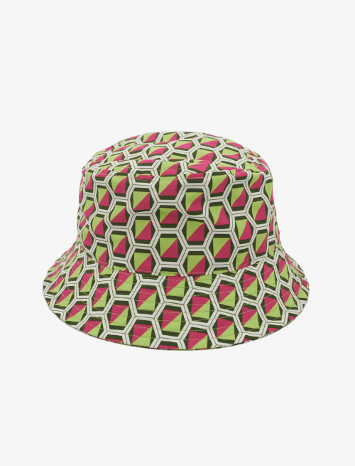 Unisex white polyester rain hat with geometric pattern - First Selection | Gallo 1927 - Official Online Shop