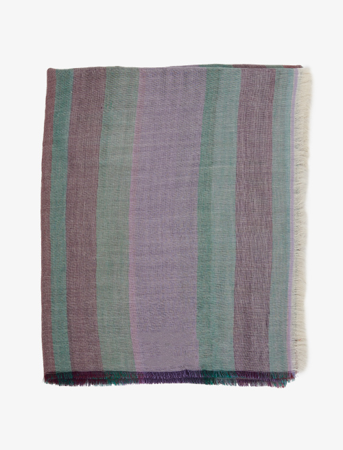 Unisex lavender polyester and cotton  scarf with vertical stripes - Accessories | Gallo 1927 - Official Online Shop