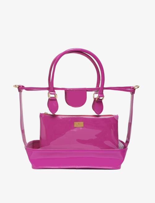 Women's transparent pvc shopper bag with inserts and fuchsia paint pouch - First Selection | Gallo 1927 - Official Online Shop