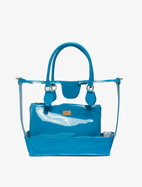 Women's transparent pvc shopper bag with inserts and dragonfly blue paint pouch - First Selection | Gallo 1927 - Official Online Shop