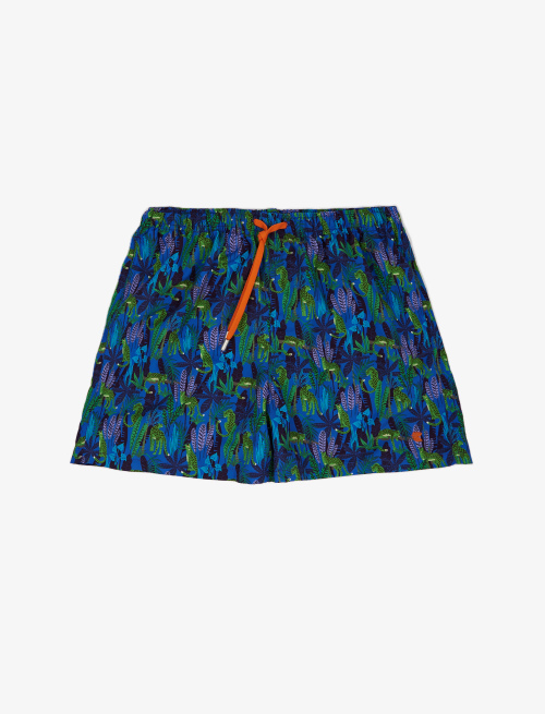 Men's aquarium polyester swimming shorts with leopard jungle pattern - First Selection | Gallo 1927 - Official Online Shop