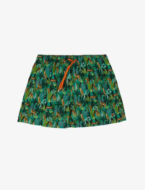 Men's wave polyester swimming shorts with leopard jungle pattern - First Selection | Gallo 1927 - Official Online Shop
