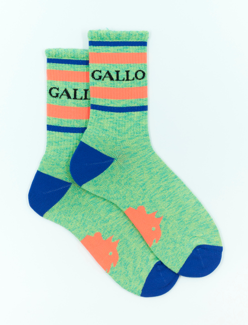Men's short green cotton terry cloth socks with Gallo writing | Gallo 1927 - Official Online Shop