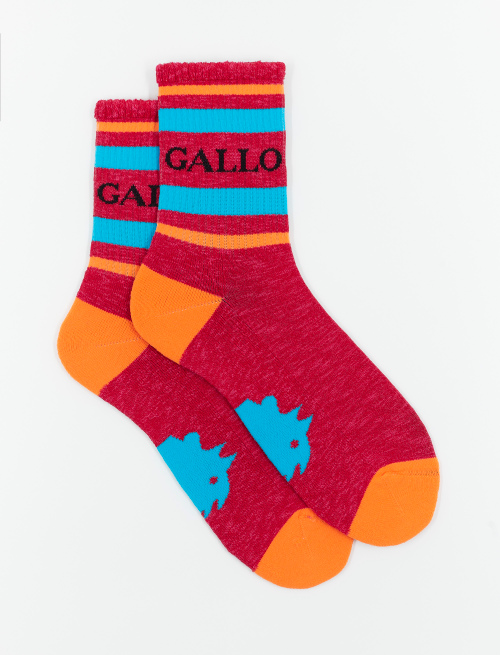 Women's short fuchsia cotton terry cloth socks with Gallo writing - Athleisure | Gallo 1927 - Official Online Shop
