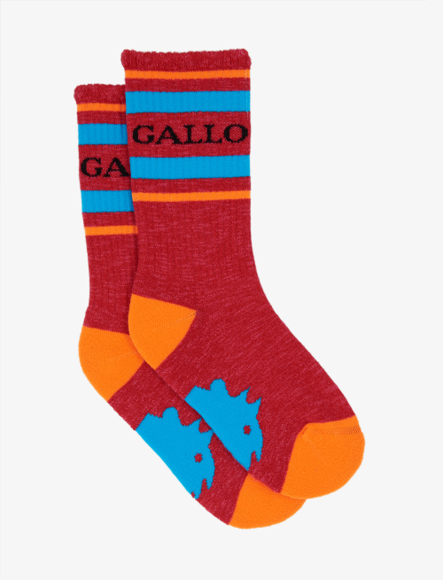 Kids' short fuchsia cotton terry cloth socks with Gallo writing - Short | Gallo 1927 - Official Online Shop
