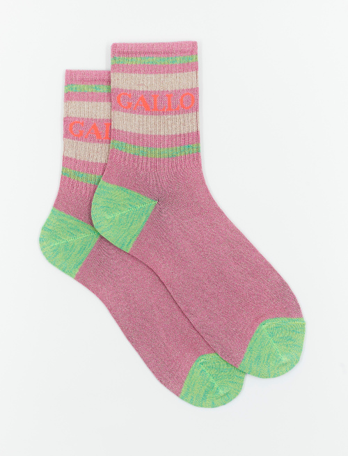 Women's short rose petal cotton and lurex socks with Gallo writing - Athleisure | Gallo 1927 - Official Online Shop