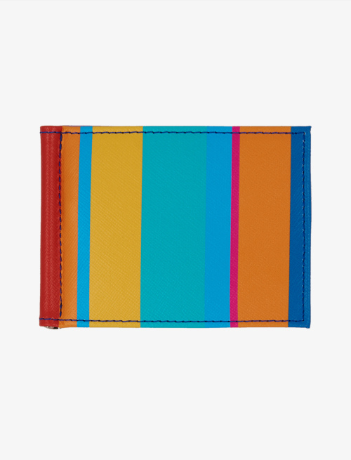 Men's aegean blue leather wallet with multicoloured stripes - Lifestyle | Gallo 1927 - Official Online Shop