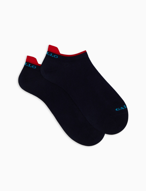 Men's plain ocean blue cotton sneaker socks - Invisible | Gallo 1927 - Official Online Shop