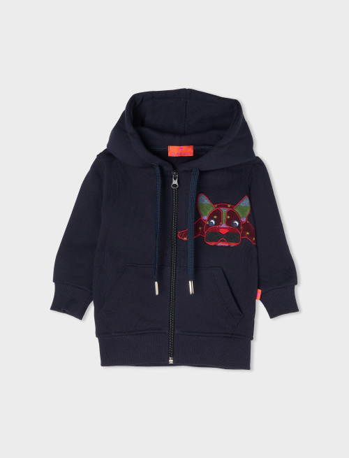 Kids' plain royal cotton sweatshirt with embroidered bulldog - Clothing | Gallo 1927 - Official Online Shop